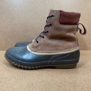 Sorel Mens Cheynne Waterproof Leather Duck Boots Size 10 Brown & Black Outdoor